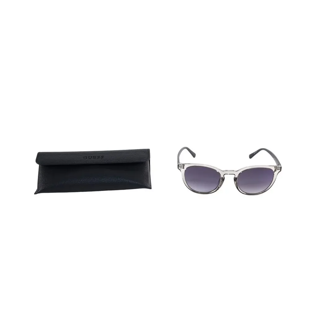 GUESS Round Sunglasses – Transparent Grey / Grey Gradient – Matte Black Arms–NWT